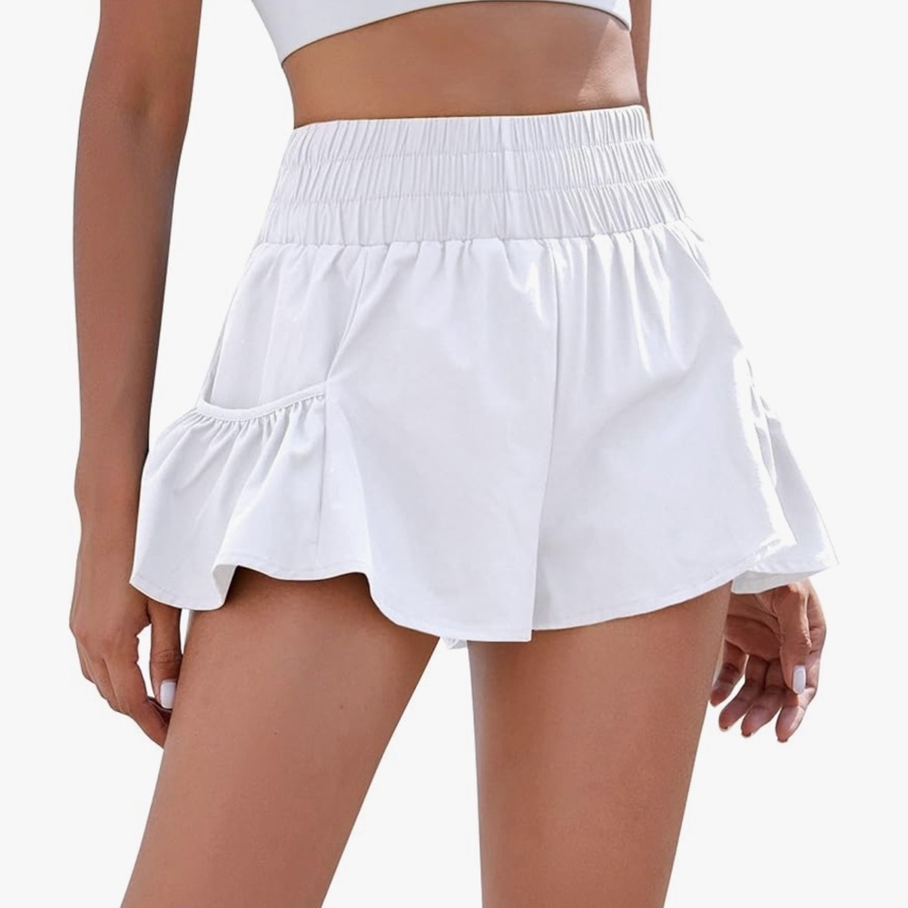 White Women's Ruffle Shorts